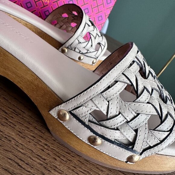 NWT! NEW! Tory Burch basketweave clogs new cream -Women US 7 - Picture 7 of 11